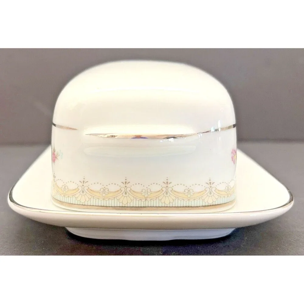 Vintage Noritake Roselane Fine China 1/4 lb Covered Butter Dish with Lid